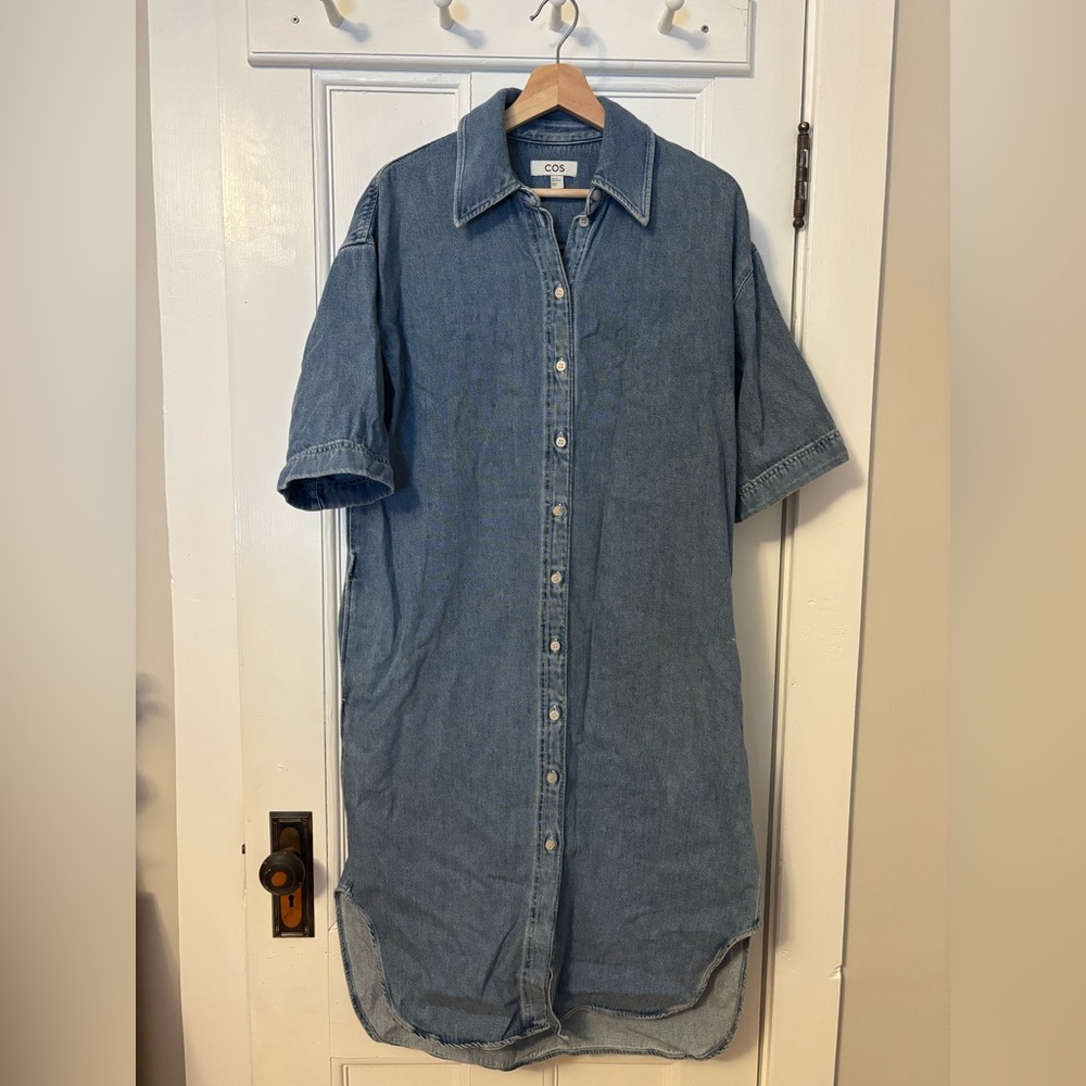 COS Oversized Denim Shirt Dress — Soft Mid-Blue | EUR 34 / US S/M